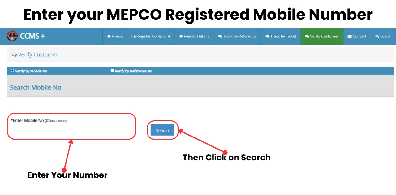 Enter your mepco registered phone number